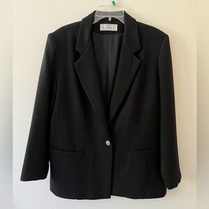 Dumas 100% Pure Wool Made in USA Black Blazer Petite 12 EUC
